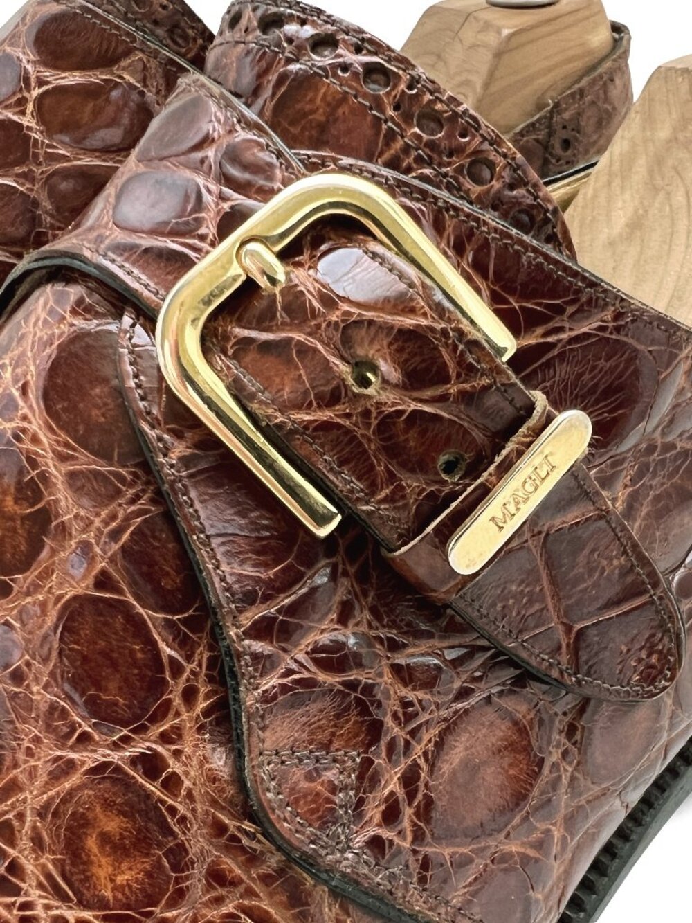 $1450 Bruno Magli Mens Genuine CROCODILE ALLIGATOR Shoes 8 US + Ferragamo Bags - Picture 11 of 11